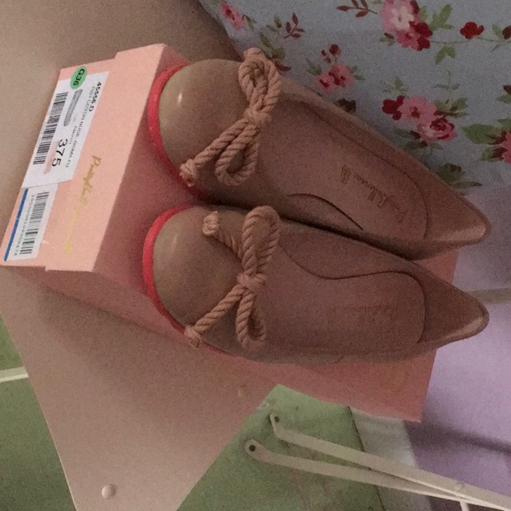 Pretty Ballerinas Nude Pink Rope-Trim Flats